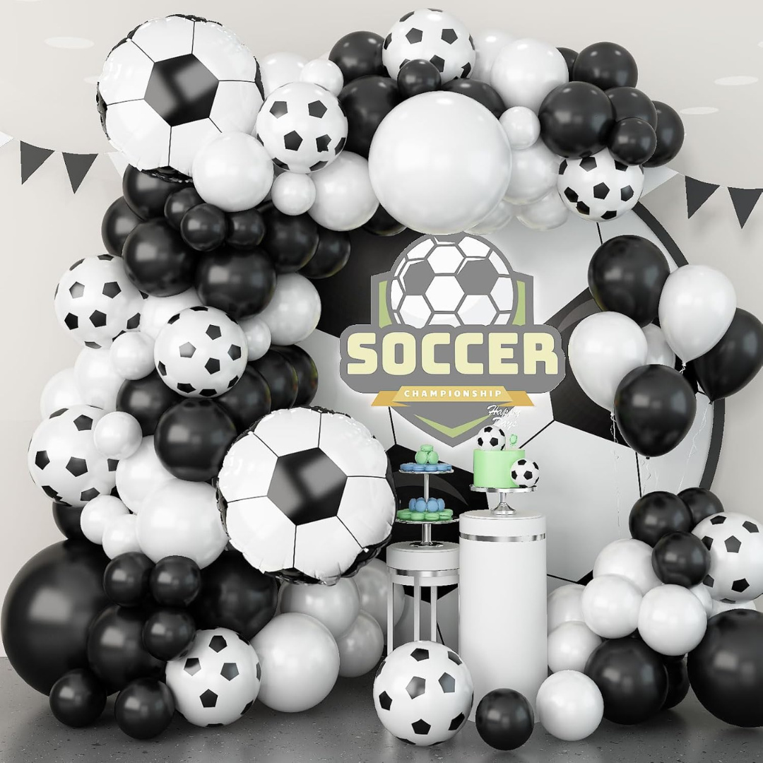 117pcs Black White Football Theme Balloons Garland Kit