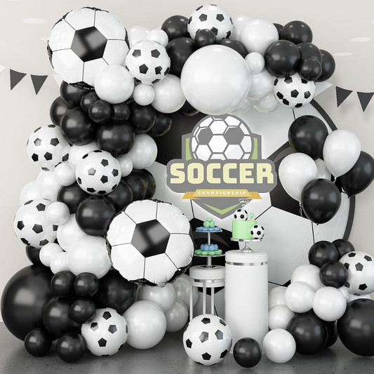 117pcs Black White Football Theme Balloons Garland Kit