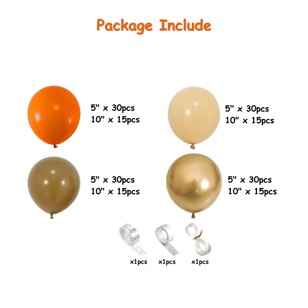 183pcs Autum Orange and Gold Balloon Decoration Kit