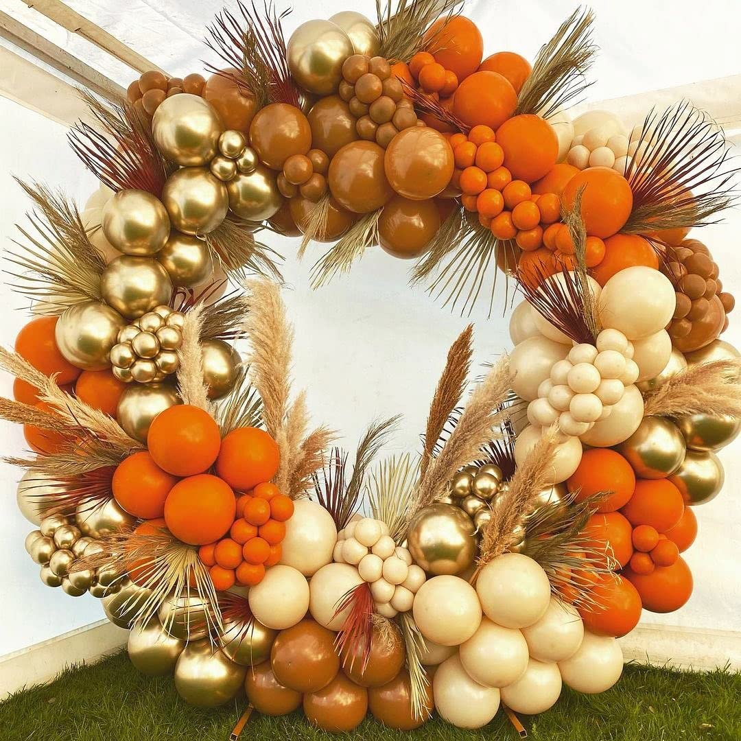 183pcs Autum Orange and Gold Balloon Decoration Kit