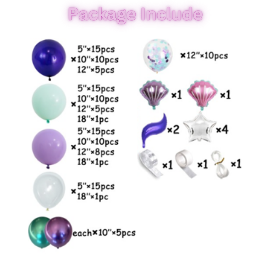 142pcs Mermaid Balloons Decorations Kit