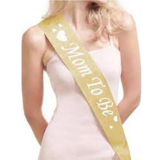 Gold Glitter Mom to be Sash