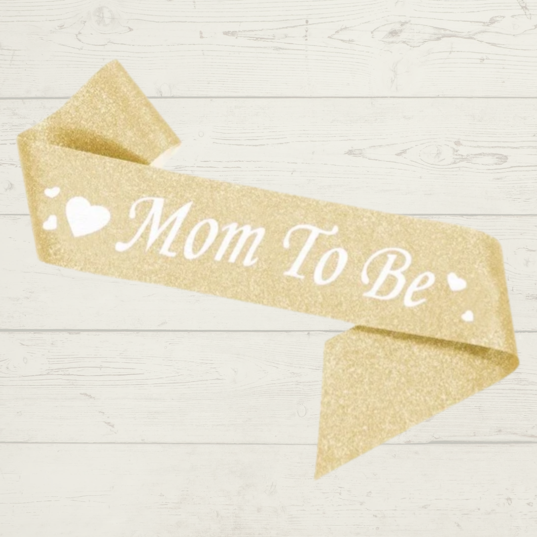 Gold Glitter Mom to be Sash