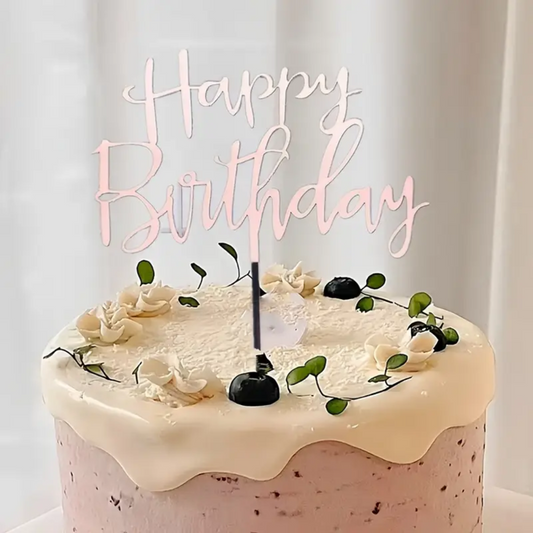 Rose Gold Happy Birthday Cake Topper
