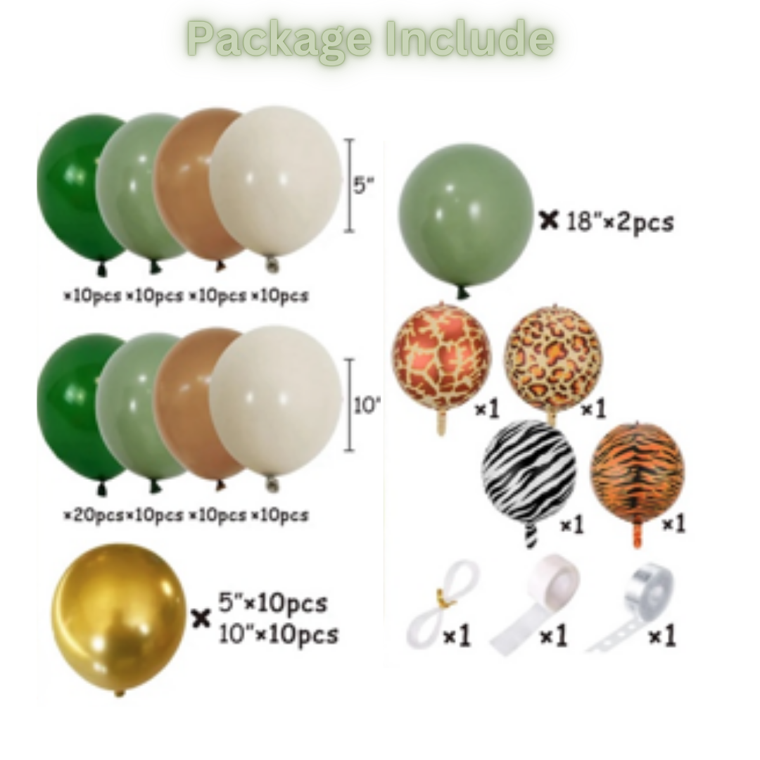120pcs Wild Green Jungle Theme Balloons Garland Arch Kit