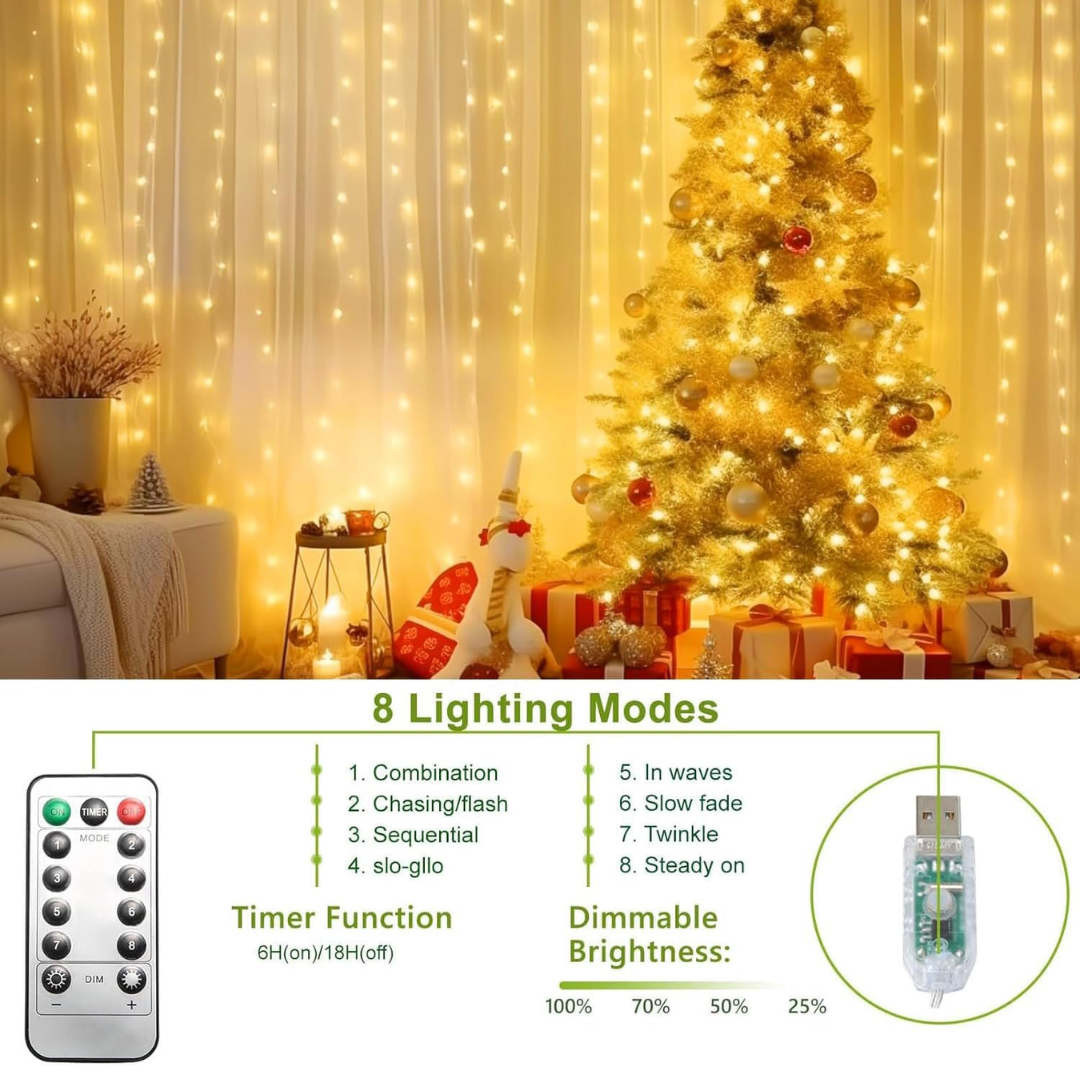 3M Curtain String Light, USD Powered Fairy Lights