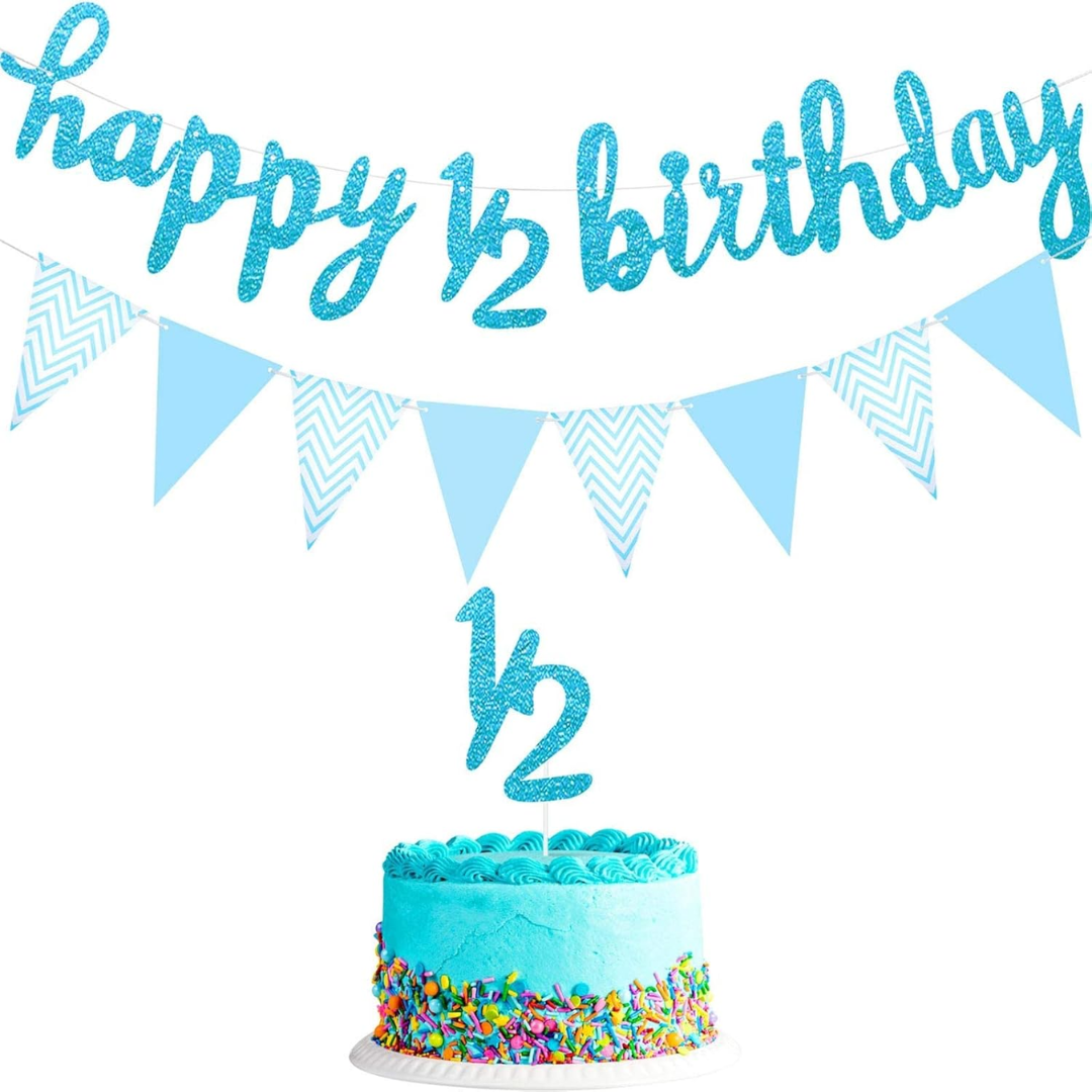 1/2 Birthday Blue Banner  Set