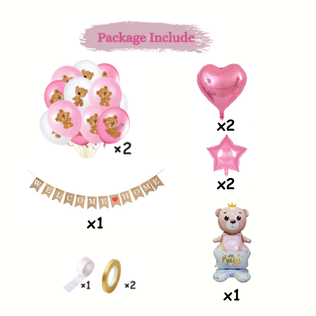 33pcs Welcome Home Girl Pink Decorations Kit