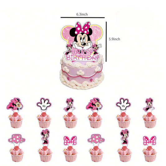 13pcs Mini Mouse Disney Birthday Party Cake Topper
