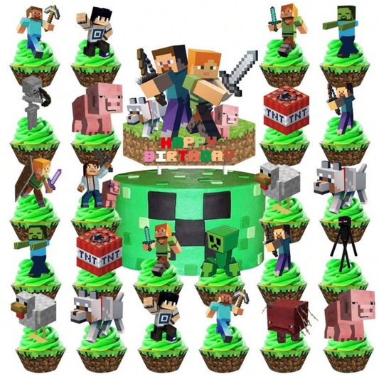 25pcs Minecraft Themed Cake Topper