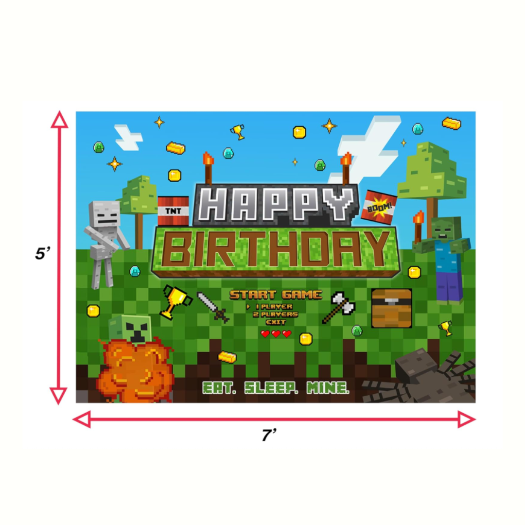 Minecraft Game Theme Happy Birthday Backdrop