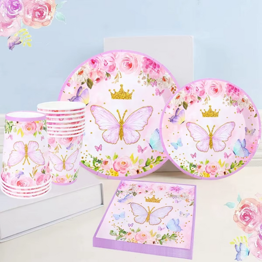 Pink Butterfly Party Dinnerware