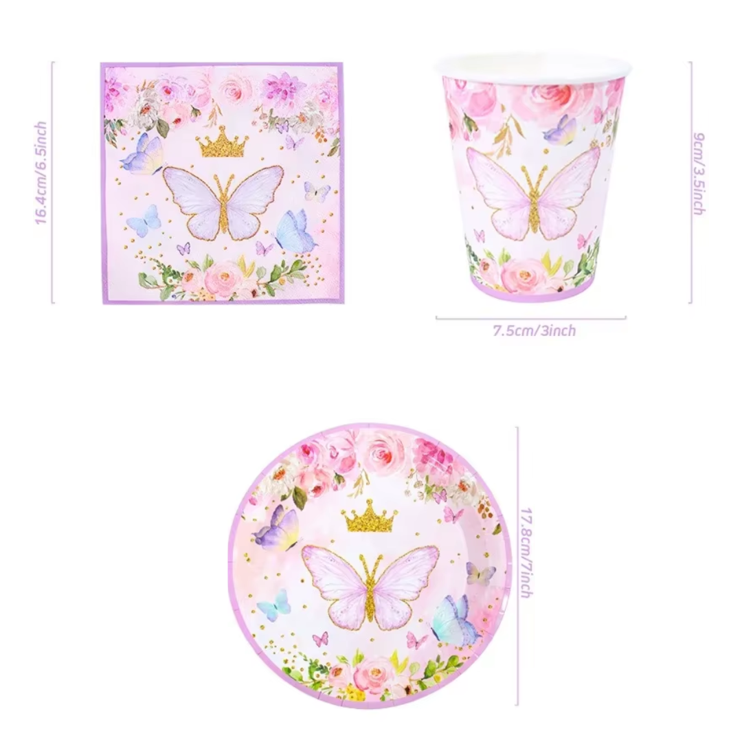 Pink Butterfly Party Dinnerware