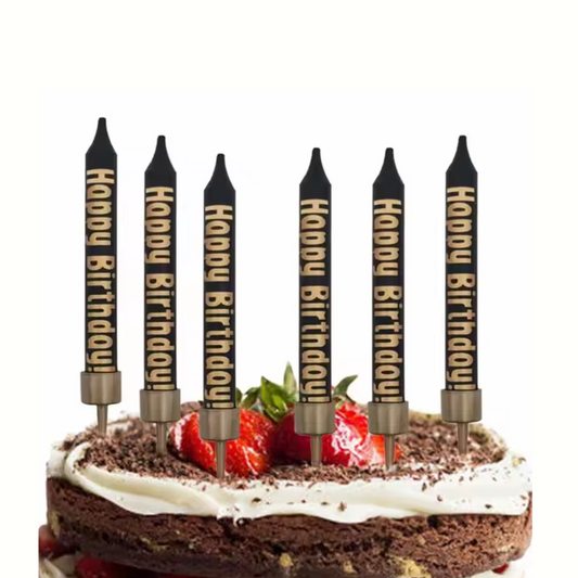 6pcs gold happy birthday candles