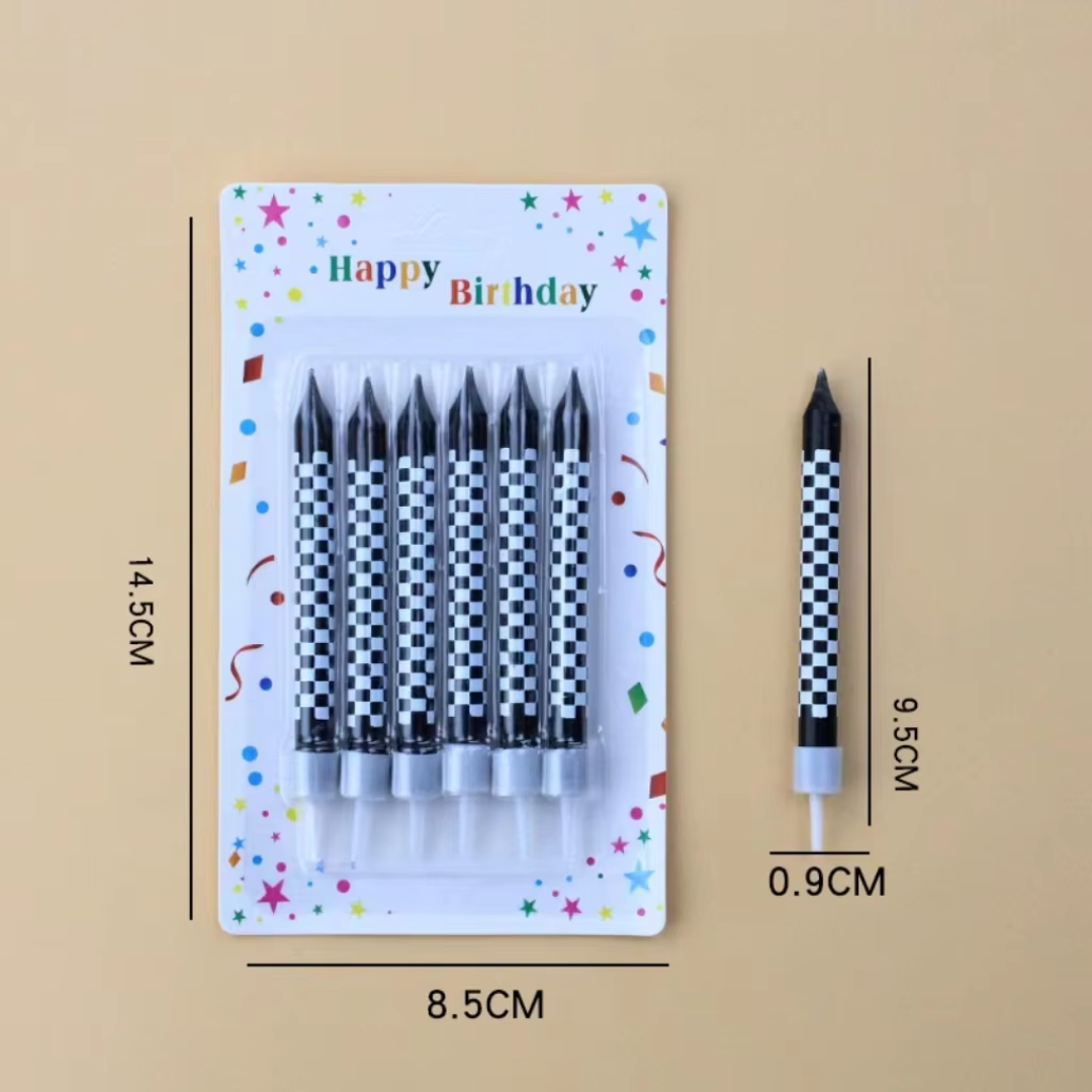 6pcs Checkered Black and White Candles