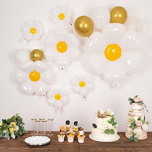 White Daisy Foil Balloon