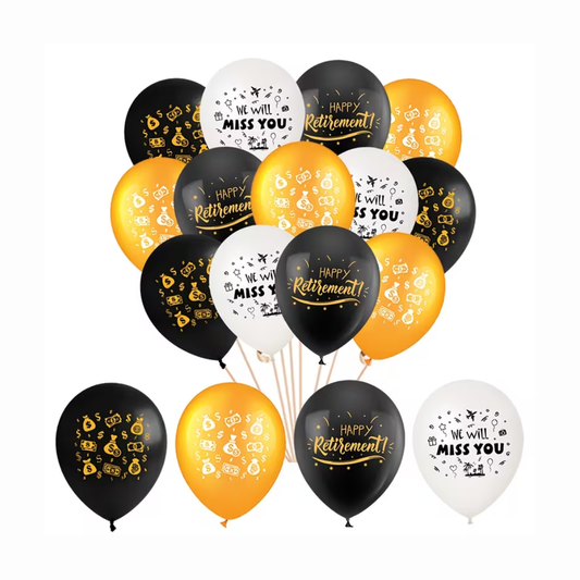 17pcs 12inch Happy Retirement, We Will Miss You Print Latex Balloon