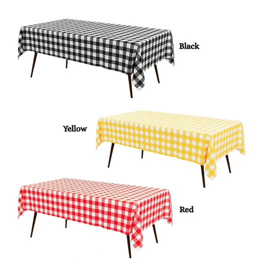 Checkered Pattern Plastic Table Cover (Size: 137cm x 274cm)