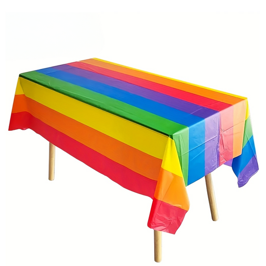 Rainbow Stripe Disposable Plastic Table Cover