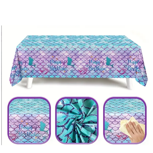 Mermaid Happy Birthday Table cover