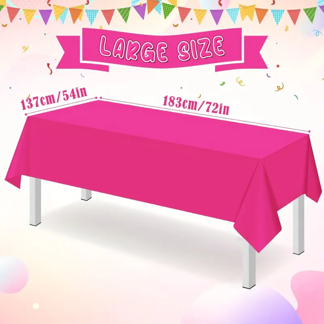 1pcs Plastic Pink Table Cover (Size: 183 x 137cm)