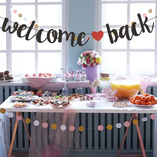 Black Welcome Back Glitter Banner
