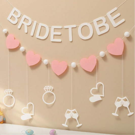 BRIDE TO BE Banner with Peach Hearts and Bride Shower Bunting