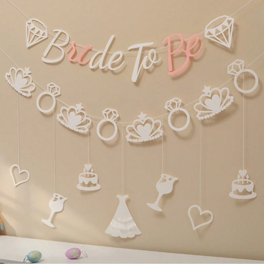 Bride to be Banner with Bride Shower Crown Bunting
