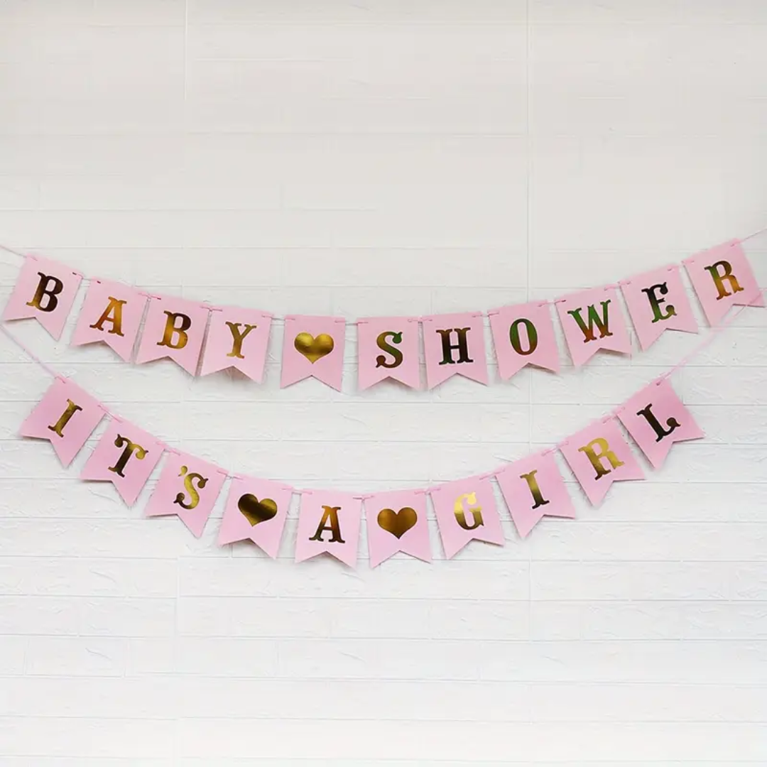 Pink Baby Shower it's a Girl Paper banner