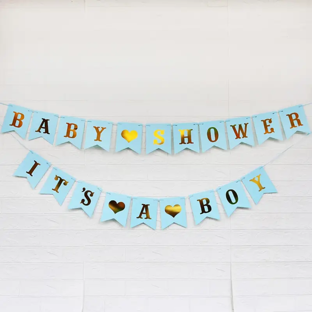 Blue Baby Shower it's a Boy Paper banner