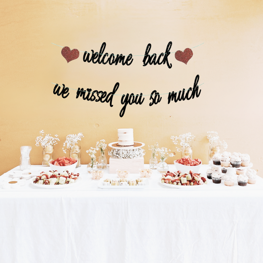 Welcome Back We Missed You So Much Black Paper Banner