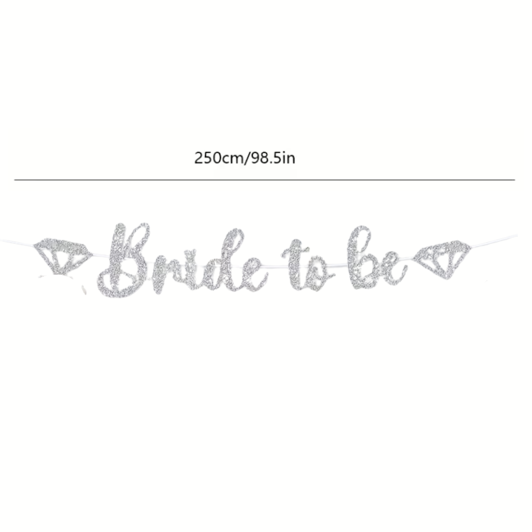 Silver Bride to be glitter paper banner