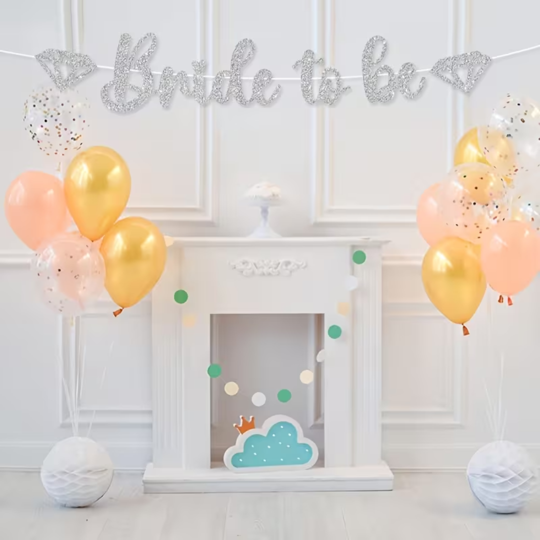 Silver Bride to be glitter paper banner