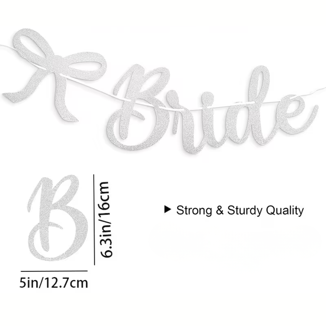 Blue Bride to Be Bow Glitter Paper Banner