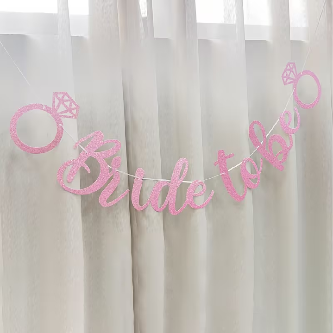 Glitter Pink Bride To Be Banner