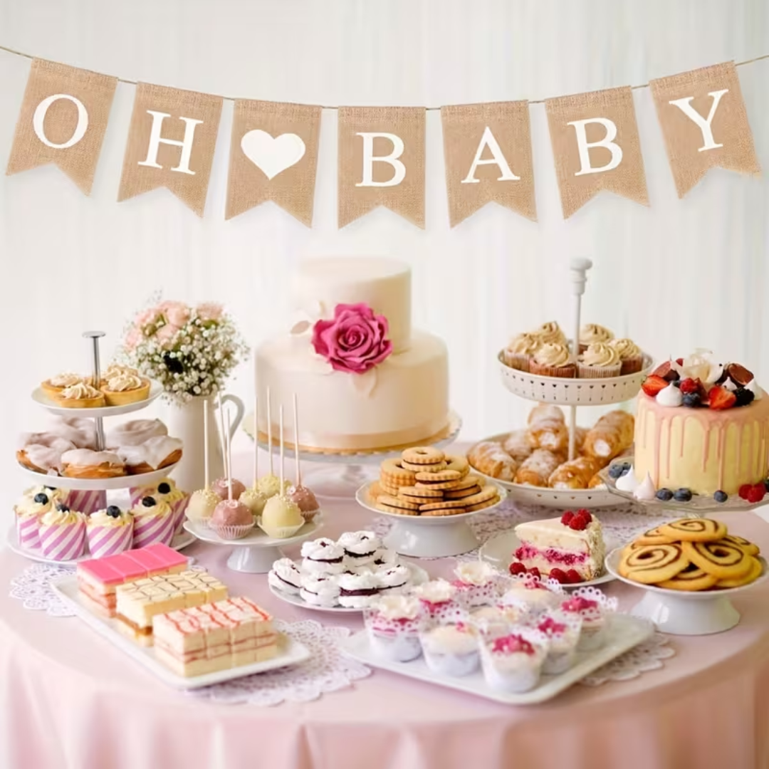 1pc Jute OH BABY banner