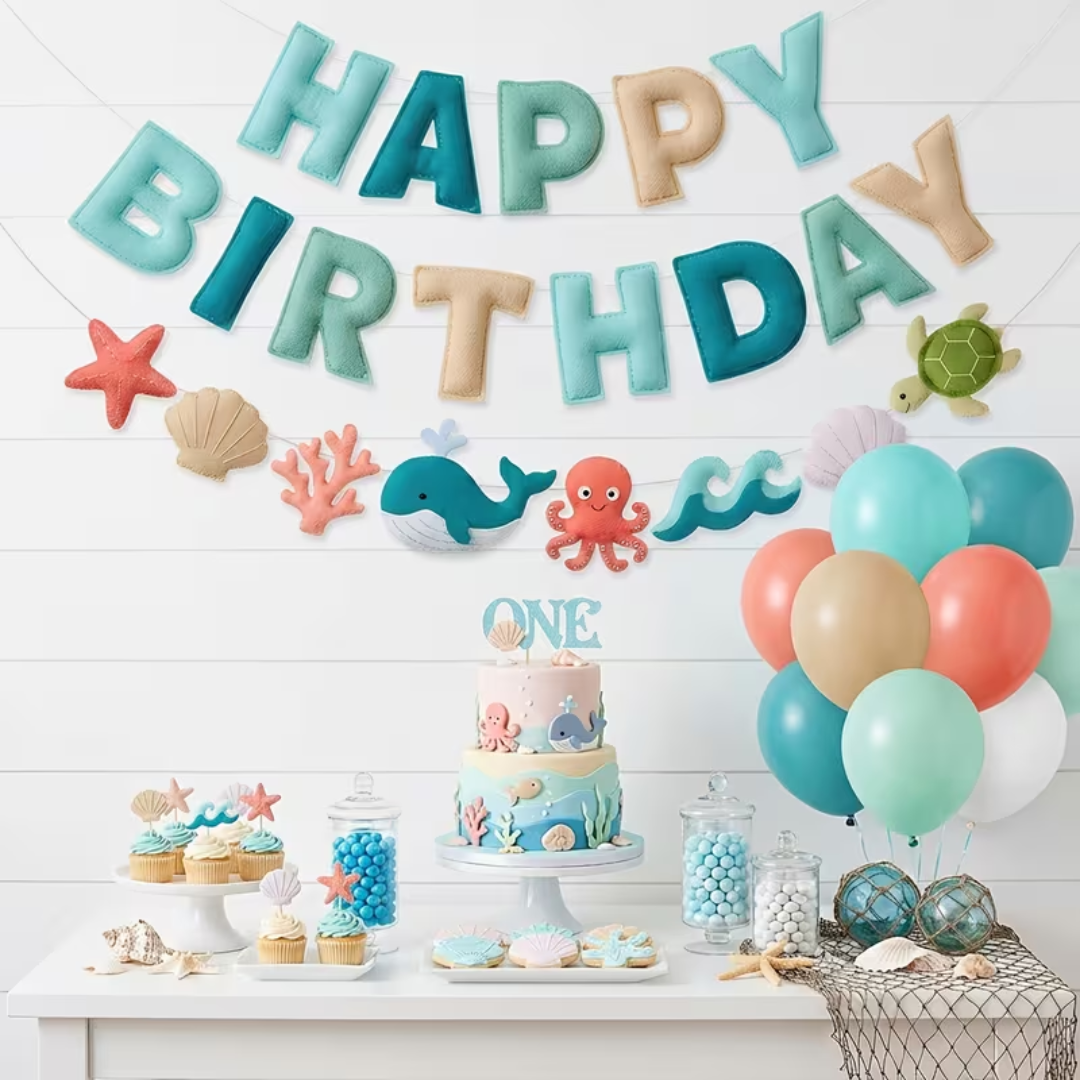 Underwater Ocean Theme Happy Birthday Felt Banner