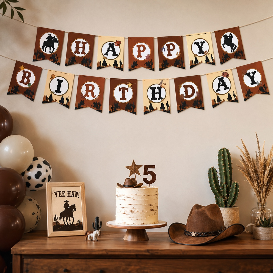 Cowboy Happy Birthday Paper Banner