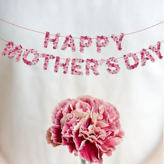 Happy Mother's Day Banner With Flower Decoration