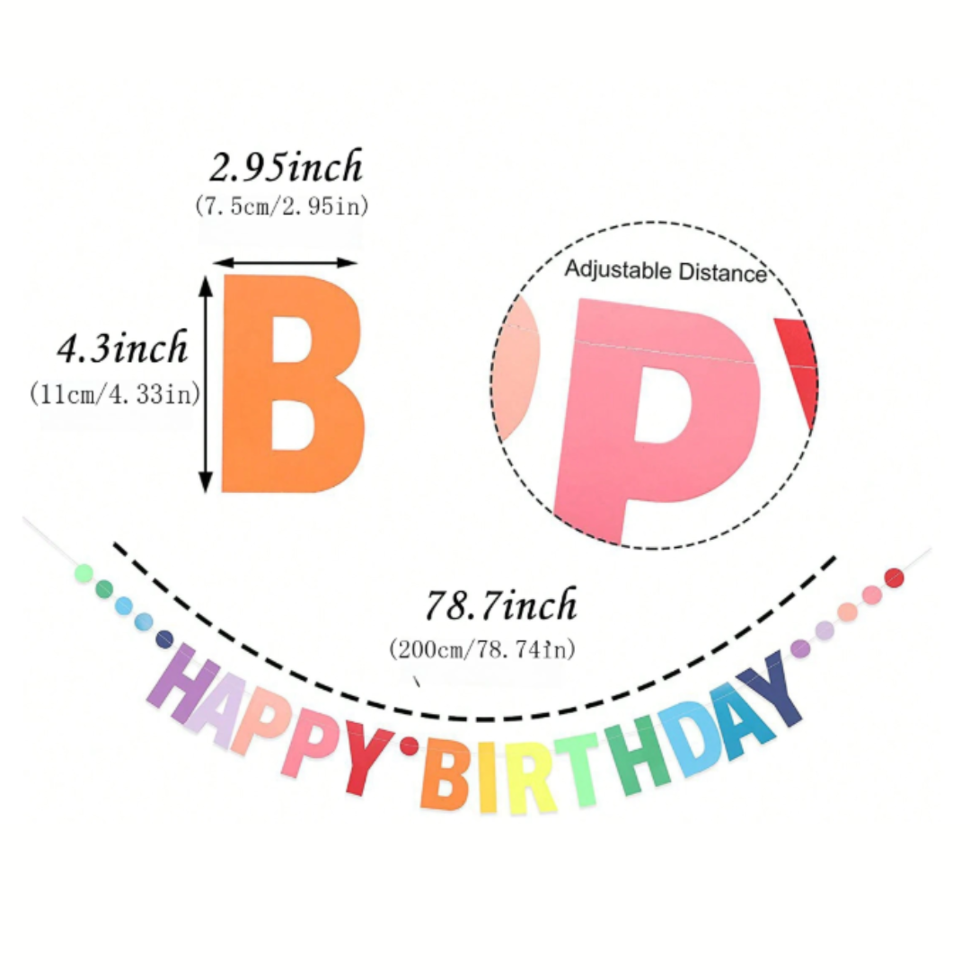Rainbow Color Happy Birthday Banner