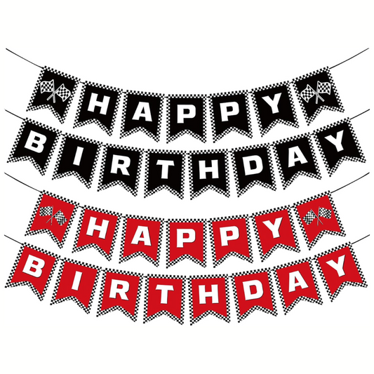 Racing Car Theme Happy Birthday Banner