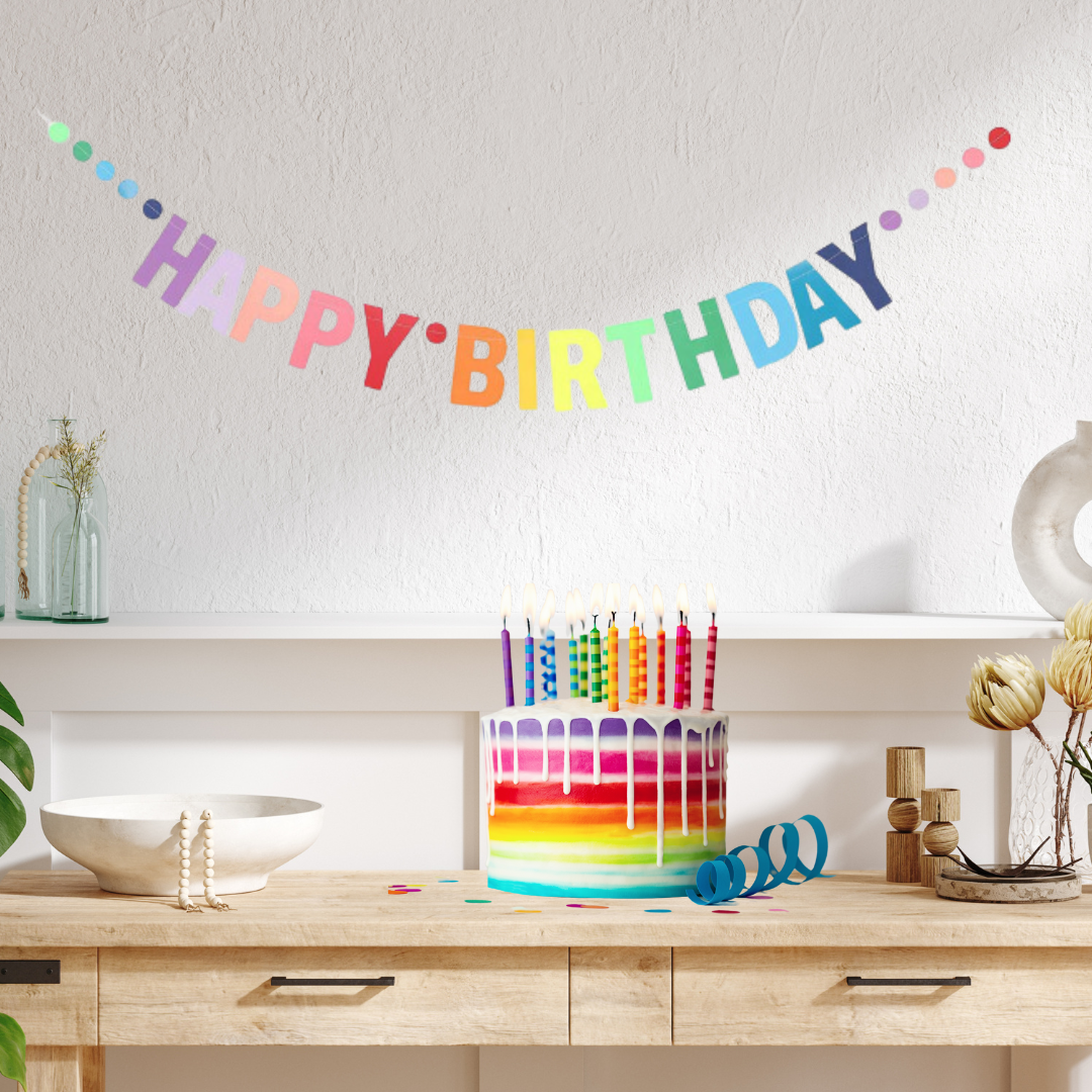 Rainbow Color Happy Birthday Banner