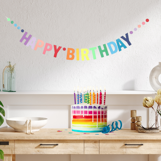 Rainbow Color Happy Birthday Banner