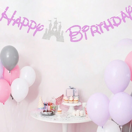 Glitter Castle "Happy Birthday" Princess Theme Banner