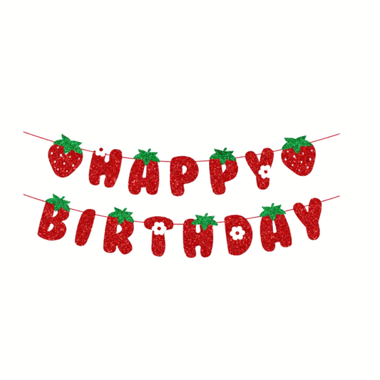Strawberry Happy Birthday Banner and Hanging