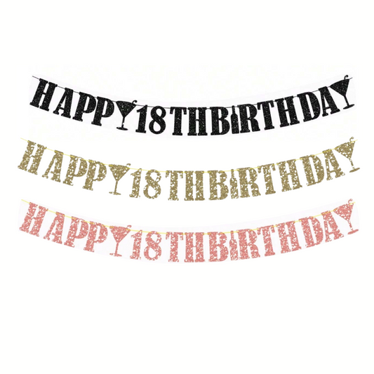 18th Happy Birthday Glitter Banner