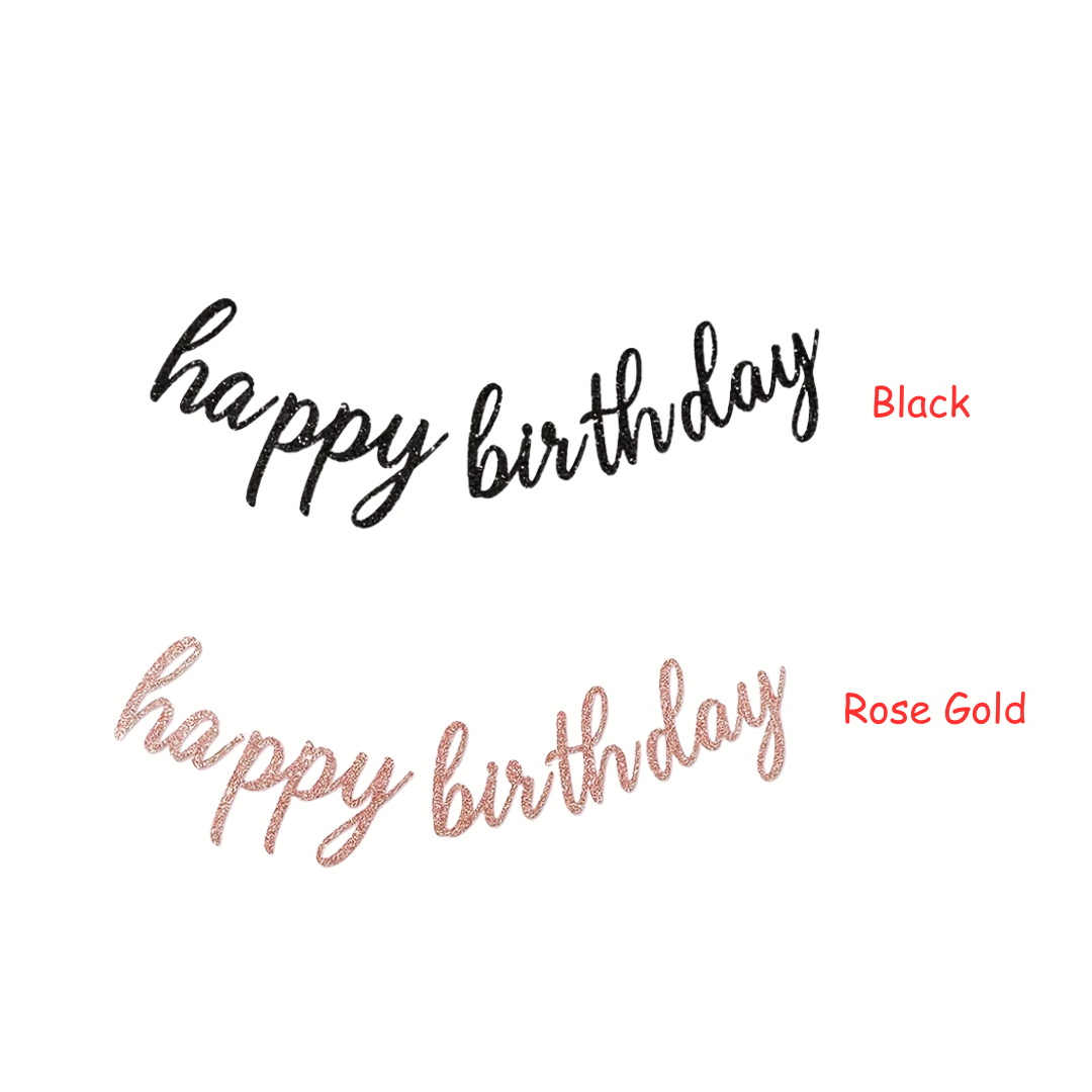 Glitter Happy Birthday Cursive Banner