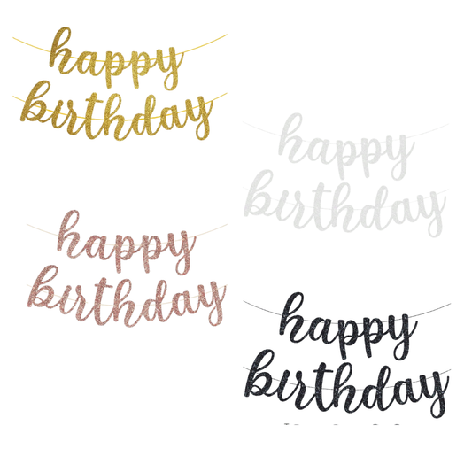 Glitter Happy Birthday Banner