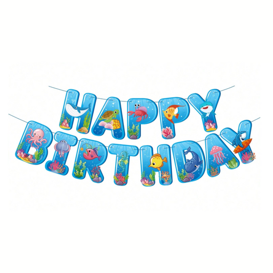 Ocean Theme Underwater Happy Birthday Banner