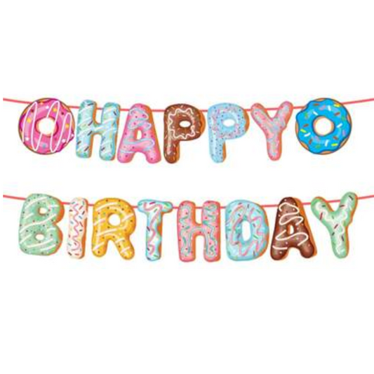 Donut Theme Happy Birthday Banner